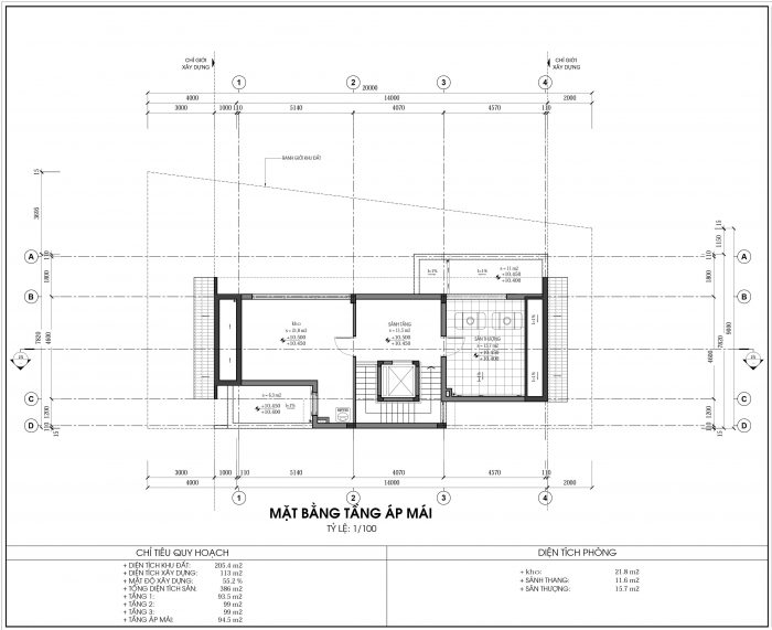 Thiết kế biệt thự An Vượng Villa Dương Nội mẫu 11 lô góc diện tích 205.4m2 tầng 4